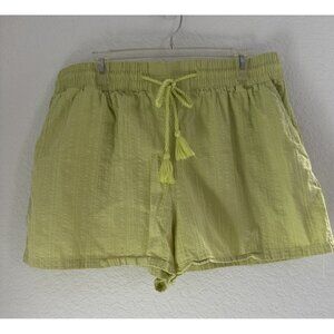 Time and Tru Women's Cotton Pull On Coverup Shorts Neon Green XL Summer Vacation
